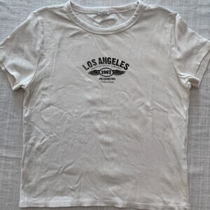 Garage | white Los Angeles LA graphic baby tee t-shirt top shirt | size medium